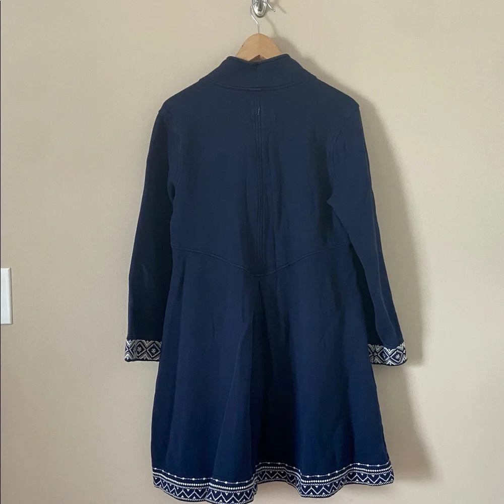 Johnny Was Floral Embroidered Cross Stitched Navy Cotton Military Jacket Medium - Picture 8 of 12